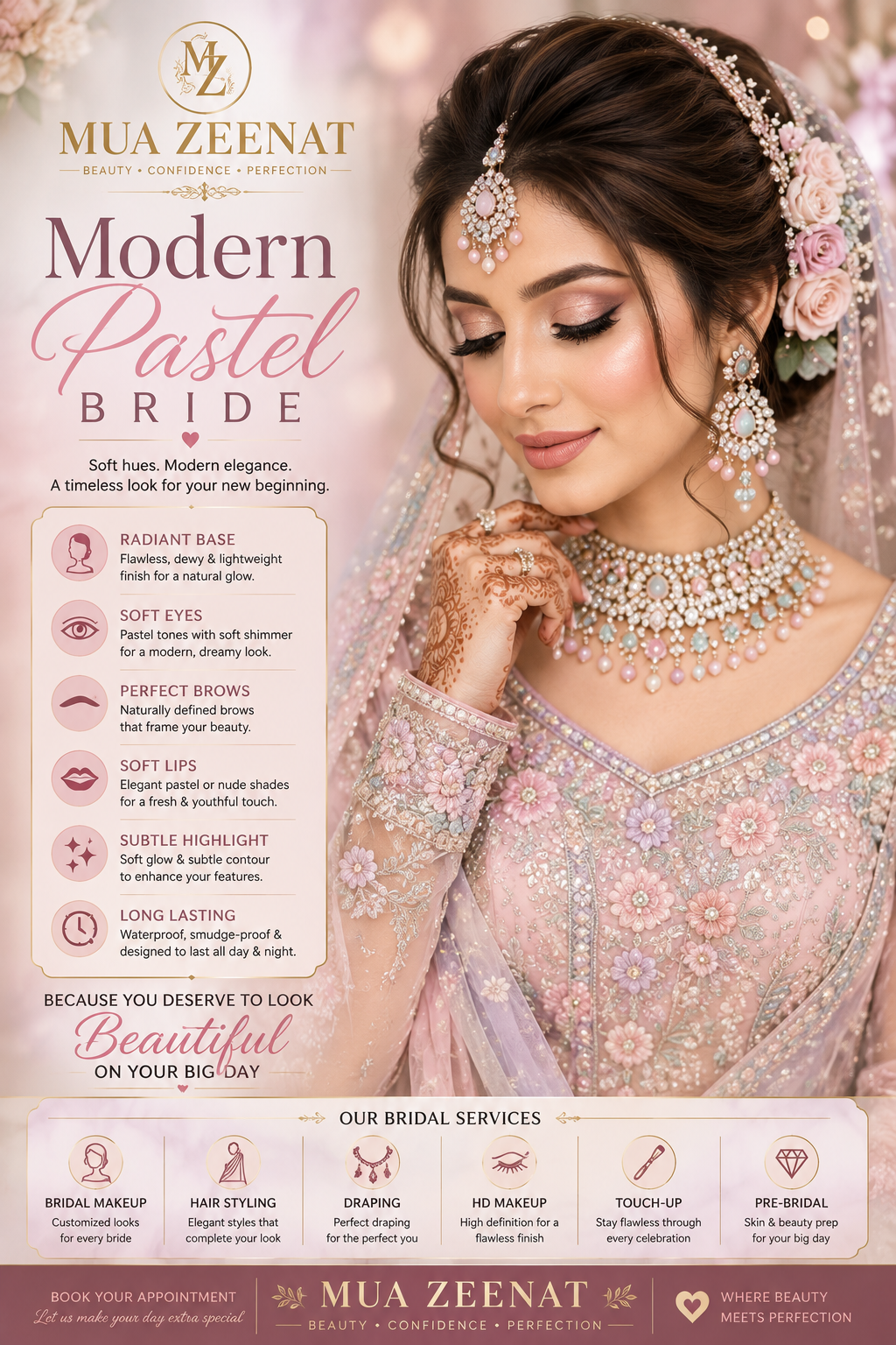 Bridal by Mua Zeenat makeup — Modern Pastel Bride by MUA Zeenat